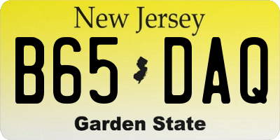 NJ license plate B65DAQ