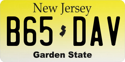 NJ license plate B65DAV