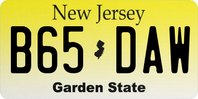 NJ license plate B65DAW
