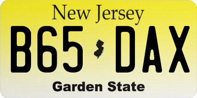 NJ license plate B65DAX