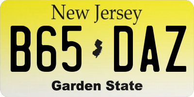 NJ license plate B65DAZ