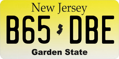 NJ license plate B65DBE