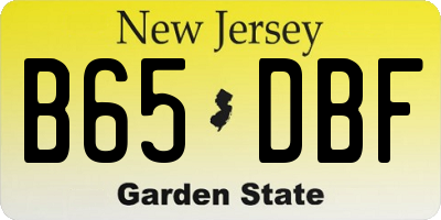 NJ license plate B65DBF