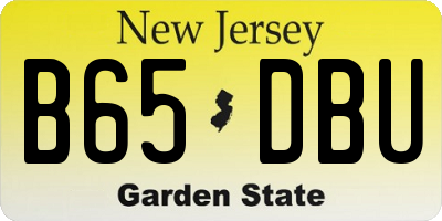 NJ license plate B65DBU