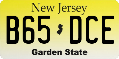 NJ license plate B65DCE