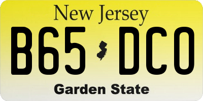 NJ license plate B65DCO