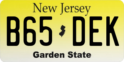 NJ license plate B65DEK