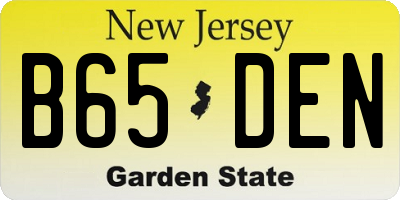 NJ license plate B65DEN