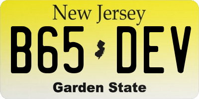 NJ license plate B65DEV
