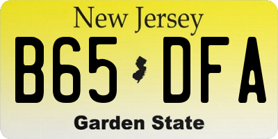 NJ license plate B65DFA