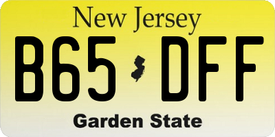 NJ license plate B65DFF
