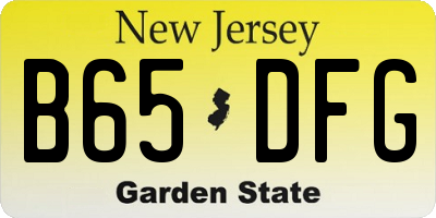 NJ license plate B65DFG