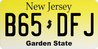 NJ license plate B65DFJ