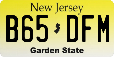 NJ license plate B65DFM