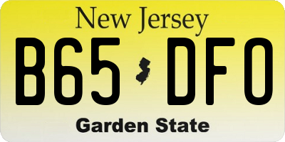 NJ license plate B65DFO