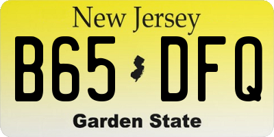 NJ license plate B65DFQ
