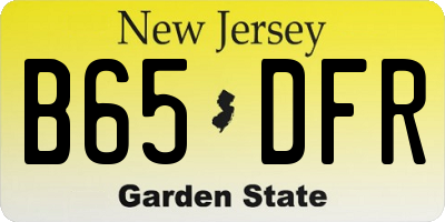 NJ license plate B65DFR