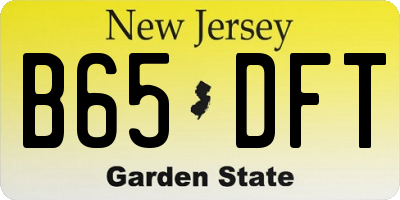 NJ license plate B65DFT
