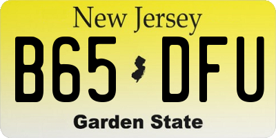 NJ license plate B65DFU