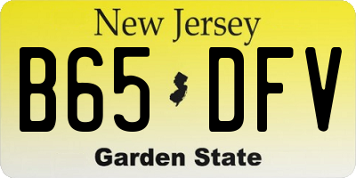 NJ license plate B65DFV