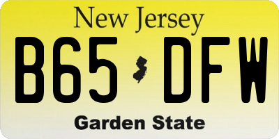 NJ license plate B65DFW