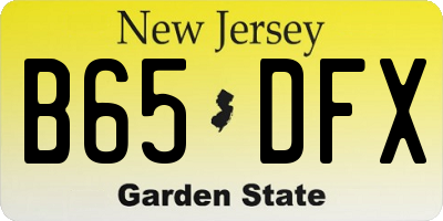 NJ license plate B65DFX
