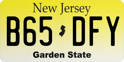 NJ license plate B65DFY
