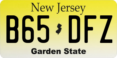 NJ license plate B65DFZ