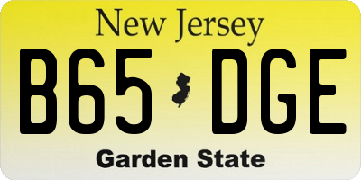 NJ license plate B65DGE