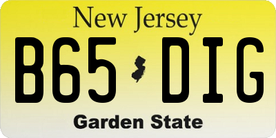 NJ license plate B65DIG