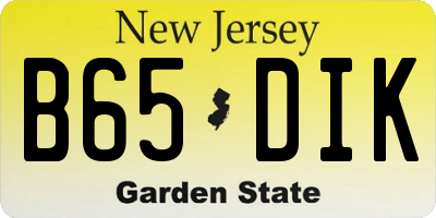 NJ license plate B65DIK