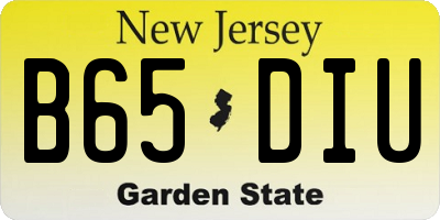 NJ license plate B65DIU