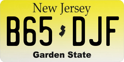 NJ license plate B65DJF