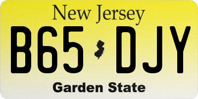 NJ license plate B65DJY
