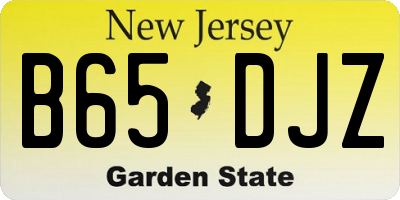 NJ license plate B65DJZ
