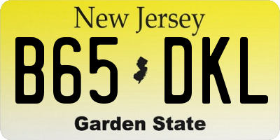 NJ license plate B65DKL