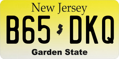 NJ license plate B65DKQ
