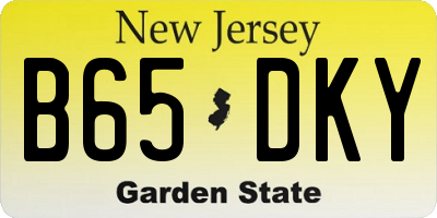 NJ license plate B65DKY