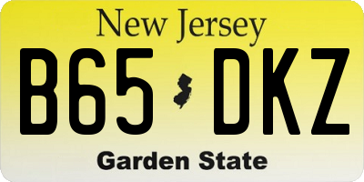 NJ license plate B65DKZ