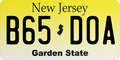 NJ license plate B65DOA