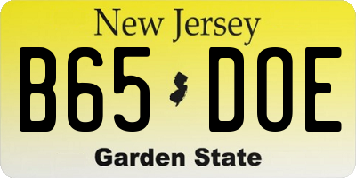 NJ license plate B65DOE