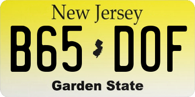 NJ license plate B65DOF