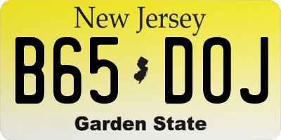 NJ license plate B65DOJ