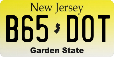 NJ license plate B65DOT
