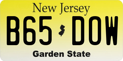 NJ license plate B65DOW