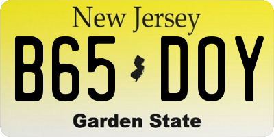NJ license plate B65DOY