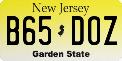 NJ license plate B65DOZ