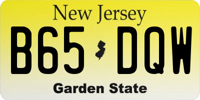 NJ license plate B65DQW