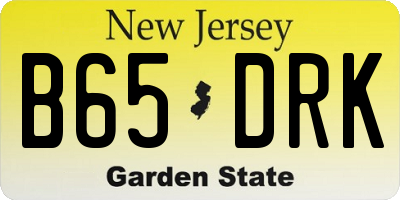 NJ license plate B65DRK