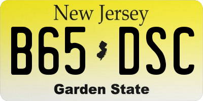 NJ license plate B65DSC